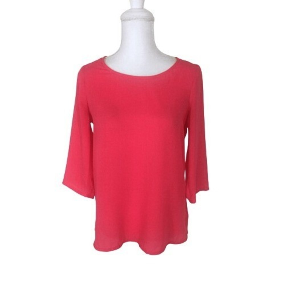 Express Bright‎ Pink 3/4 Sleeve Loose Pullover Blouse Top Size Small